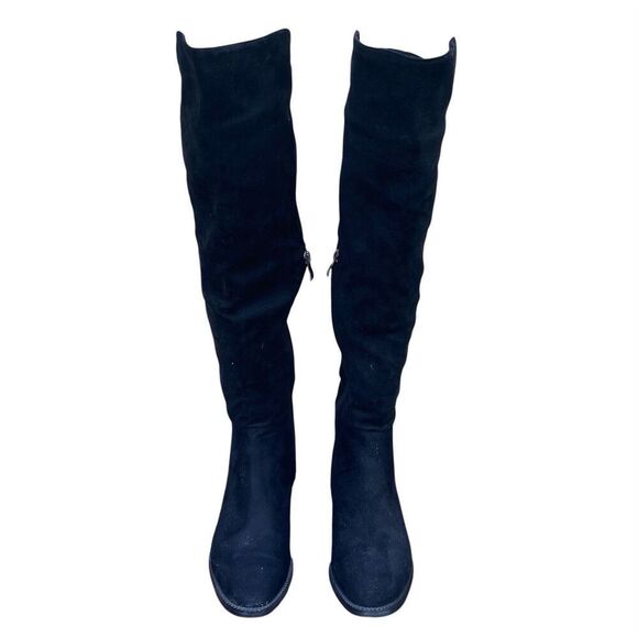 CATHERINE MALANDRINO Black Vegan Suede Over the Knee Pearl Heel Boot 7.5 - Picture 4 of 14